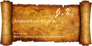 Joanovics Klára névjegykártya